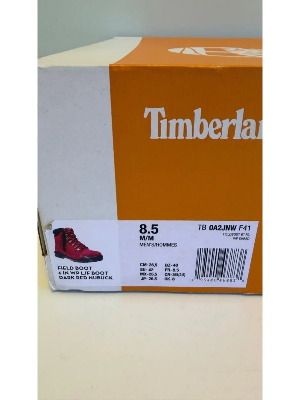 Timberland Mens 6-Inch Waterproof Field Boot Dark Red Nubuck Size 8.5 M